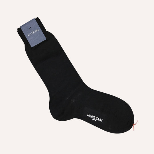 Black Wool Blend Ankle Length Socks