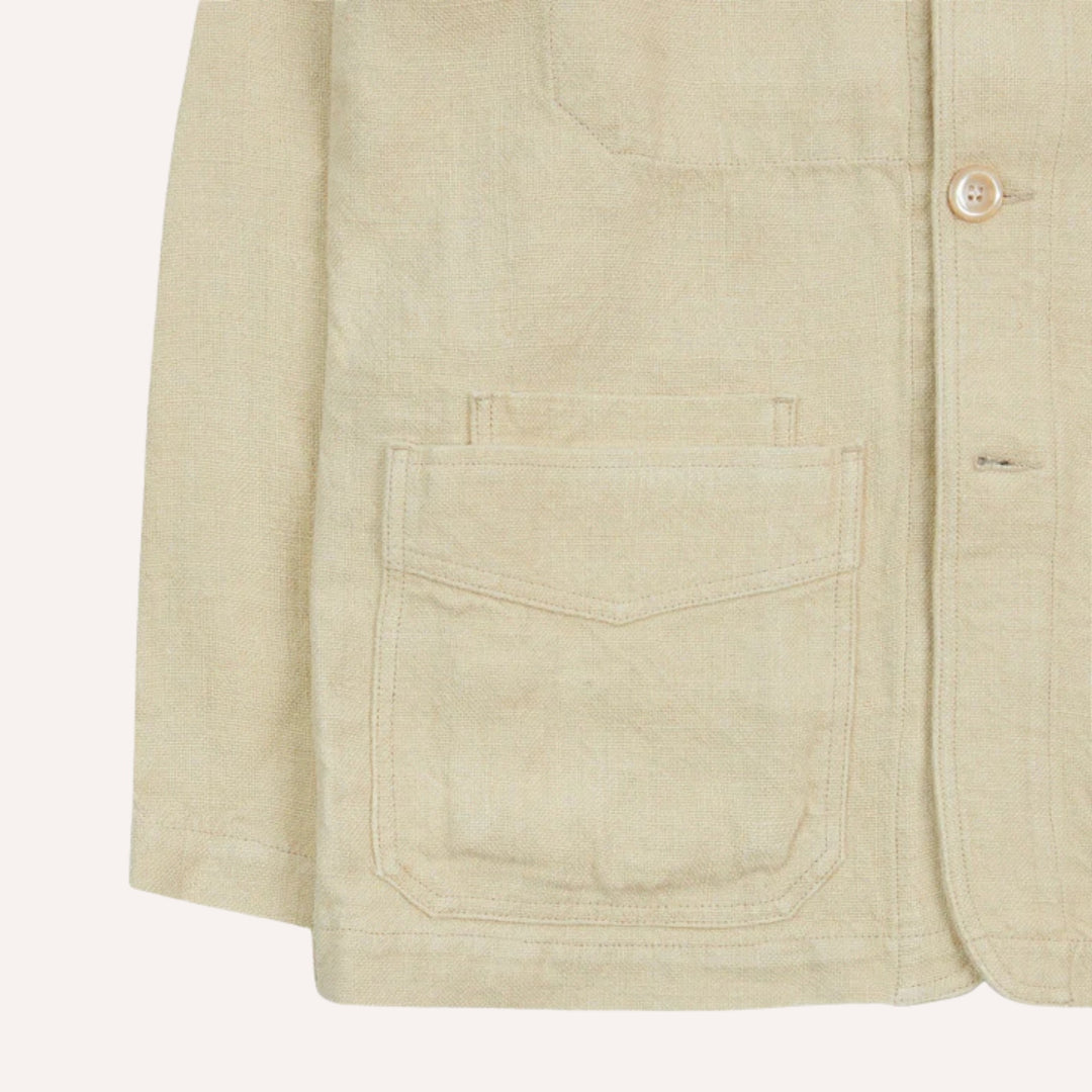 Ecru Linen Five-Pocket Chore Jacket
