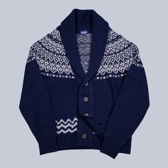 Navy Cashmere Ski Cardigan