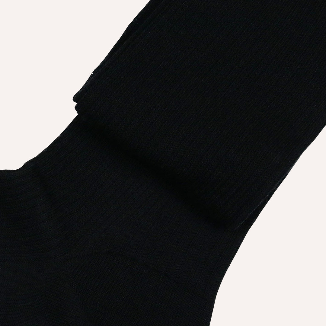 Black Ribbed Merino Wool Over The Calf Socks