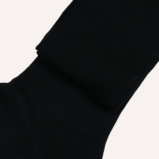 Black Ribbed Merino Wool Over The Calf Socks