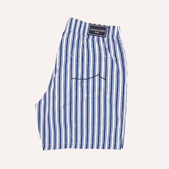Blue & White Striped Swim Shorts