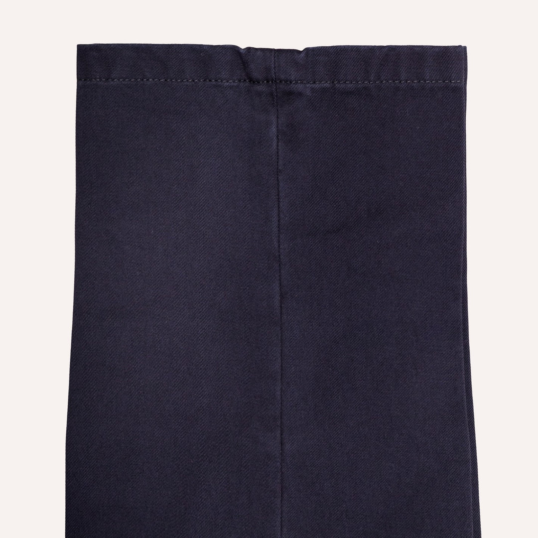 Washed Navy Cotton One Pleat Officer Chino - Tapered Fit