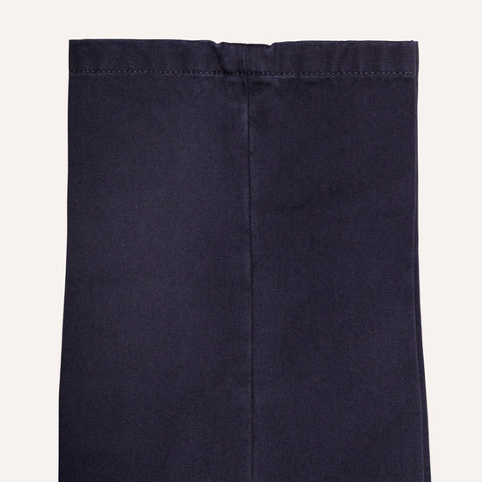 Washed Navy Cotton One Pleat Officer Chino - Tapered Fit
