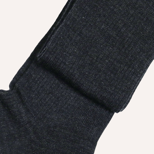 Charcoal Ribbed Merino Wool Over The Calf Socks