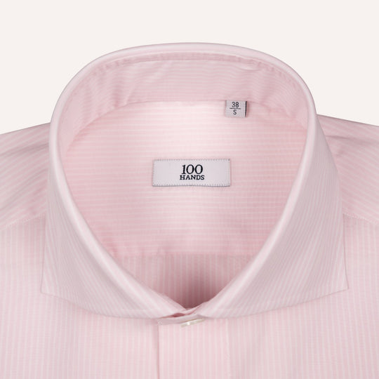 Pink & White Striped Cutaway Cotton Poplin Shirt