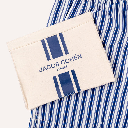 Blue & White Striped Swim Shorts