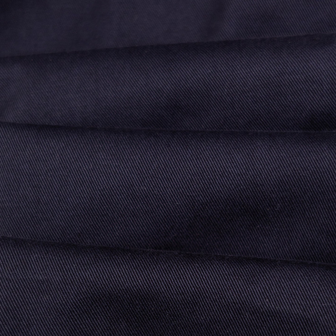Washed Navy Cotton One Pleat Officer Chino - Tapered Fit