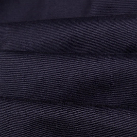 Washed Navy Cotton One Pleat Officer Chino - Tapered Fit