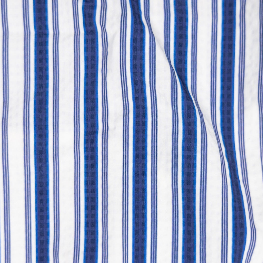 Blue & White Striped Swim Shorts