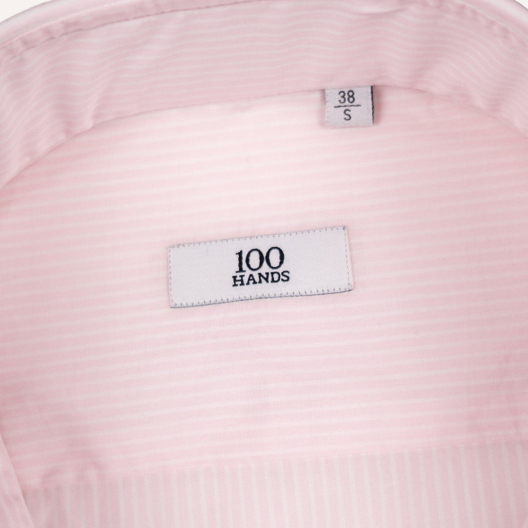 Pink & White Striped Cutaway Cotton Poplin Shirt