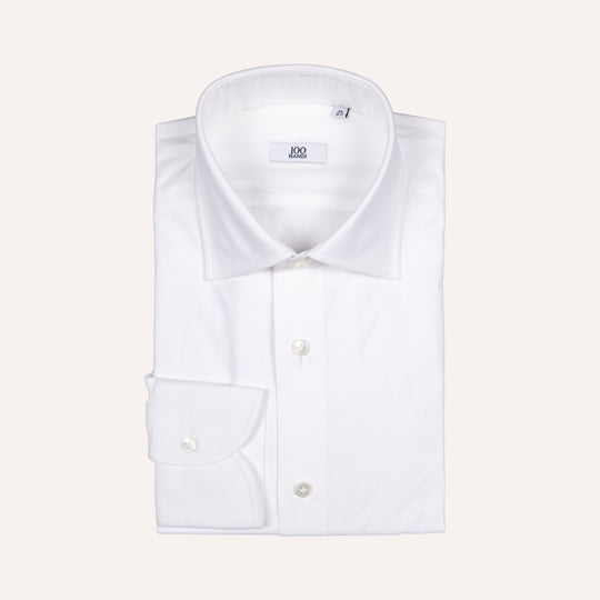 White Cutaway Cotton Poplin Shirt