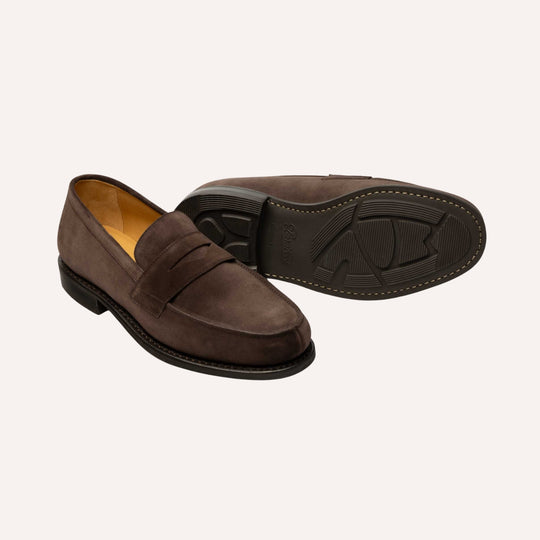 Brown Suede Rubber Sole Adonis Loafers