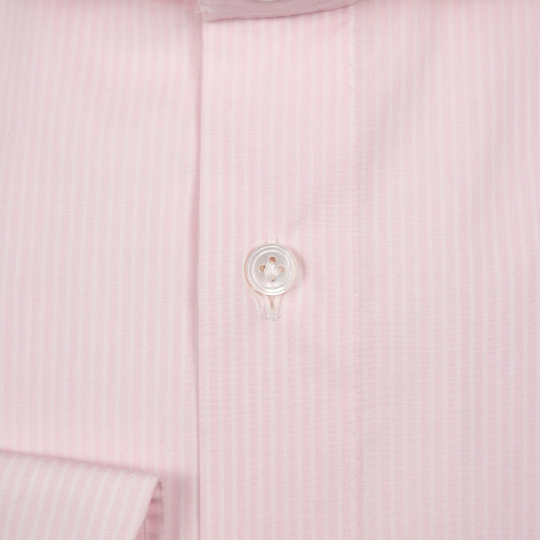 Pink & White Striped Cutaway Cotton Poplin Shirt