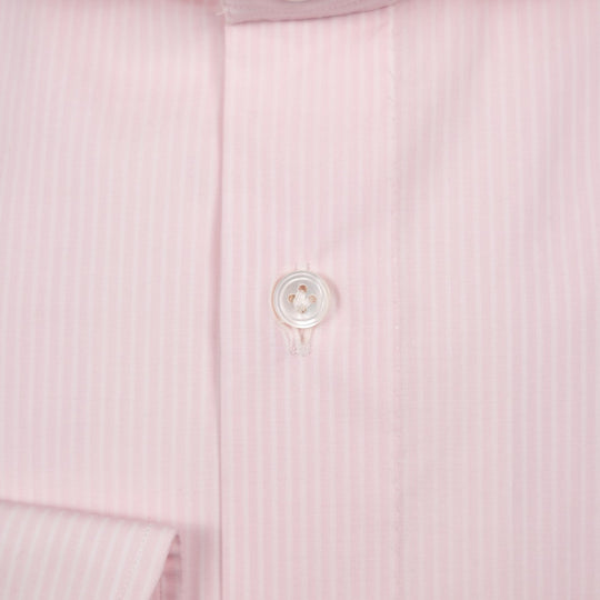 Pink & White Striped Cutaway Cotton Poplin Shirt