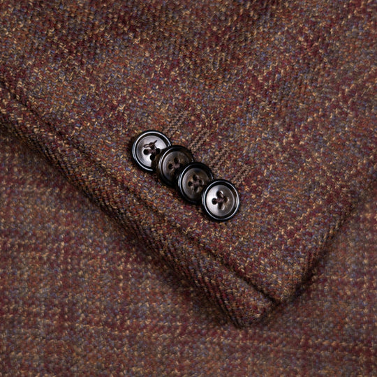 Virgin Wool Brown Multi Color Check Blazer