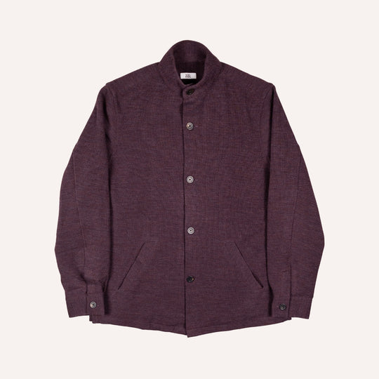 Maroon Melange Wool Jersey Mandarin Nehru Jacket