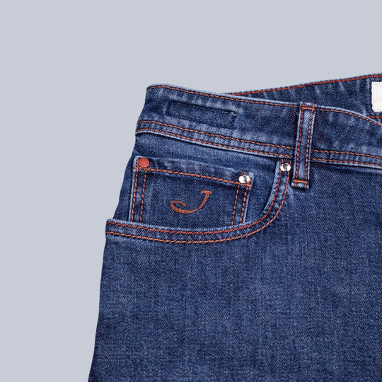 Washed Blue Denim Slim Fit Jeans