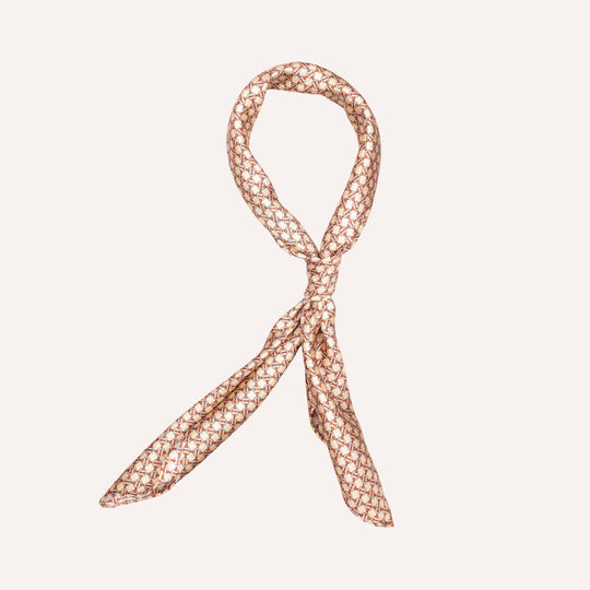 Beige Orange Chain Pattern Geometric Silk Foulard