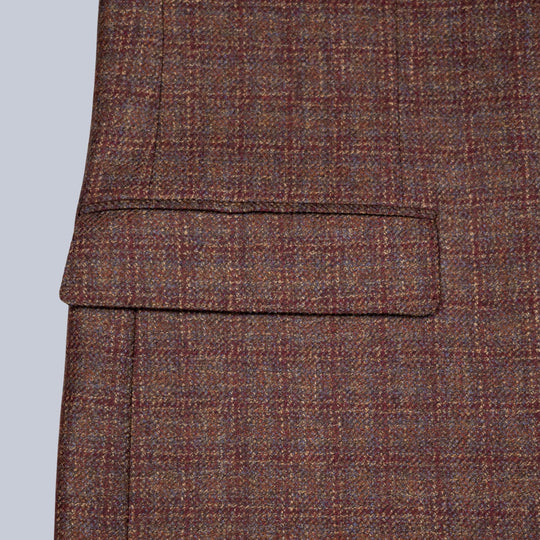 Virgin Wool Brown Multi Color Check Blazer