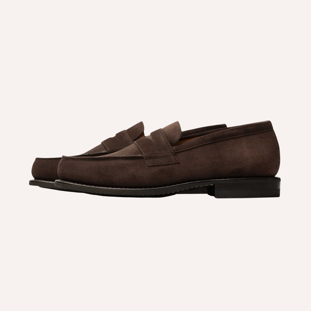 Brown Suede Rubber Sole Adonis Loafers