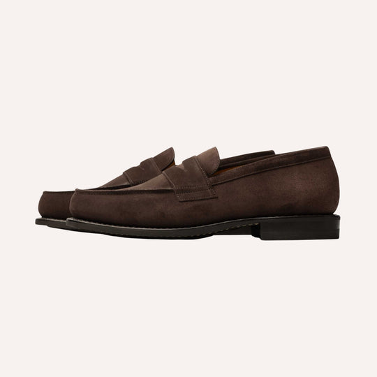 Brown Suede Rubber Sole Adonis Loafers
