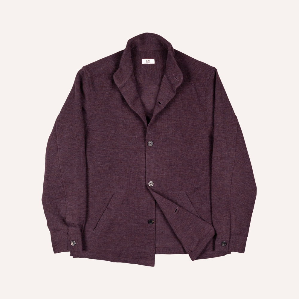 Maroon Melange Wool Jersey Mandarin Nehru Jacket