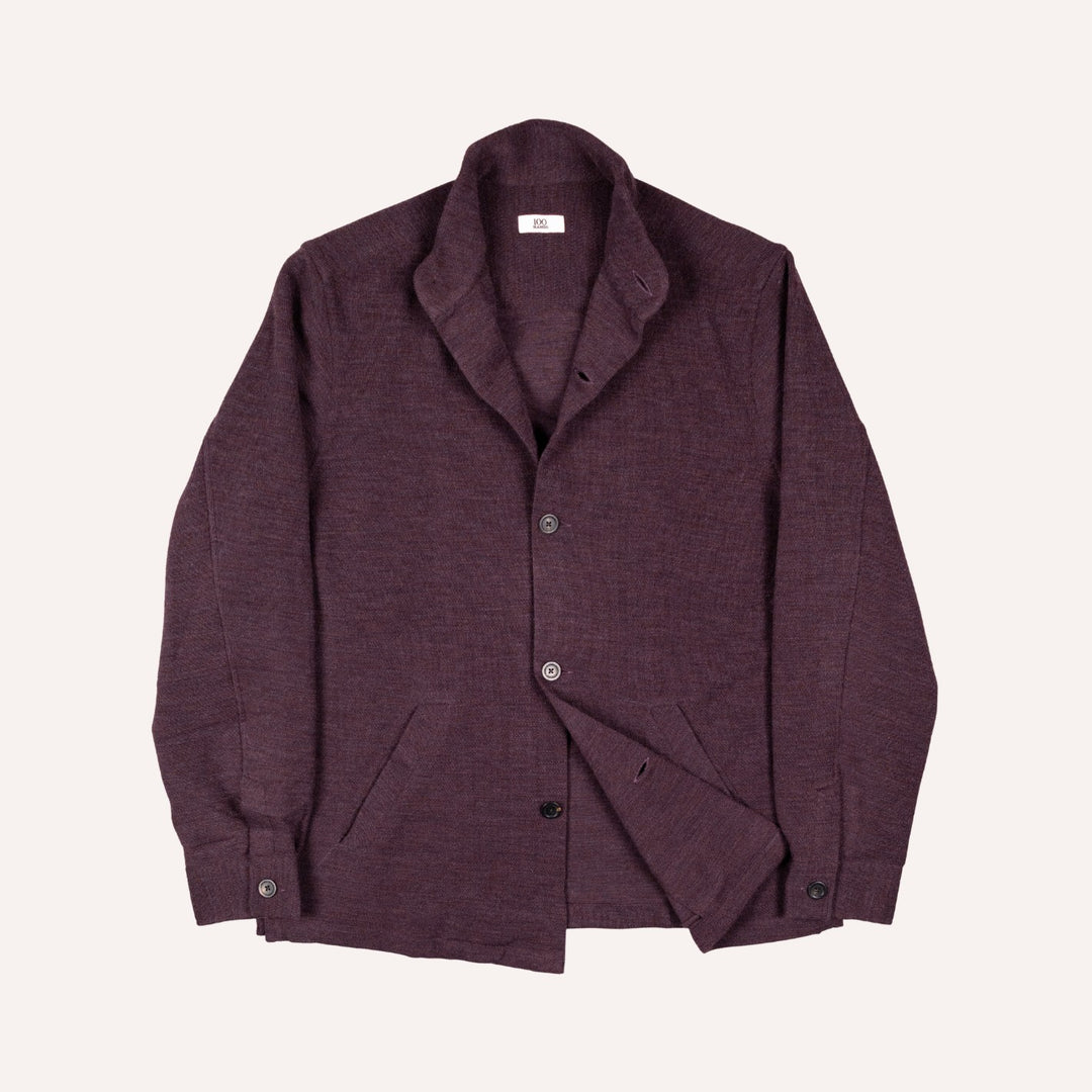 Maroon Melange Wool Jersey Mandarin Nehru Jacket
