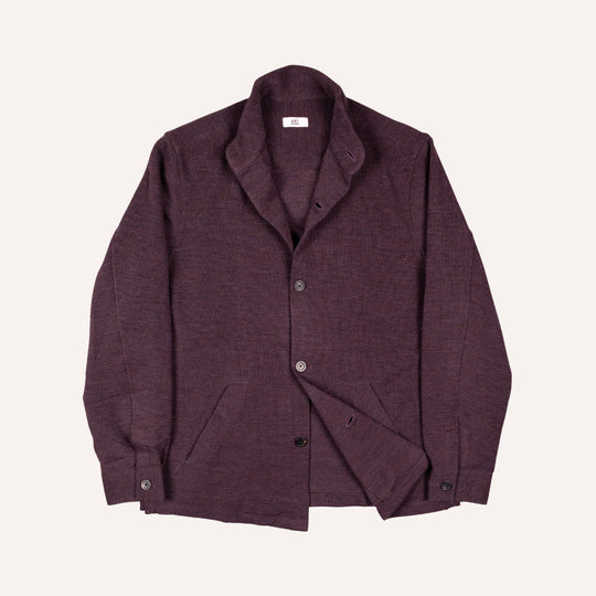 Maroon Melange Wool Jersey Mandarin Nehru Jacket