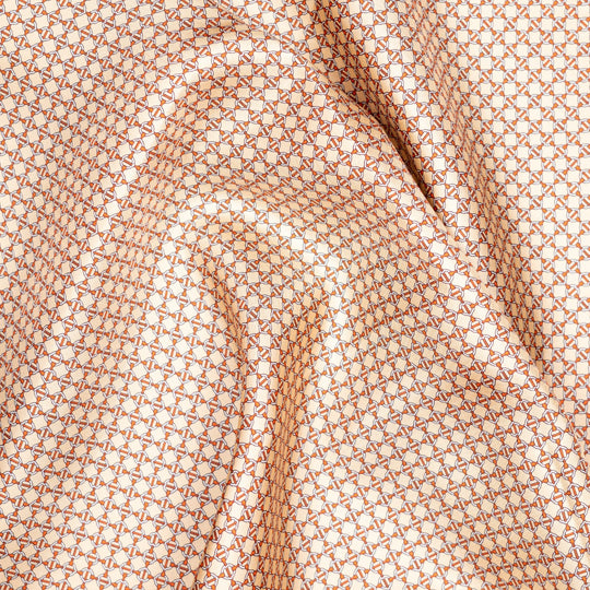 Beige Orange Chain Pattern Geometric Silk Foulard