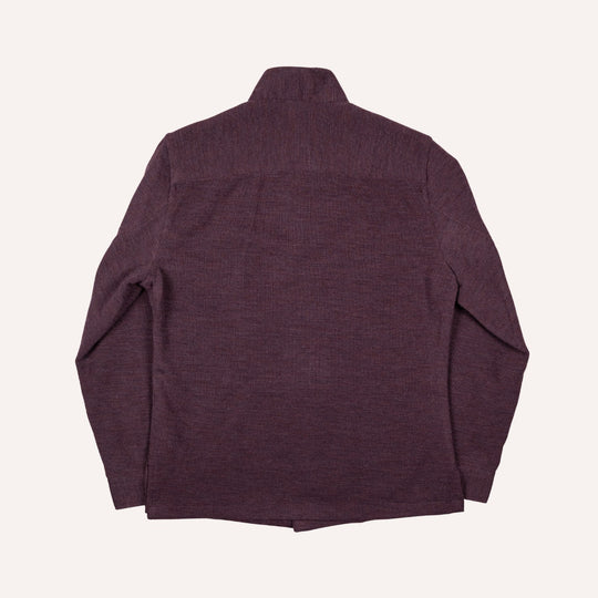 Maroon Melange Wool Jersey Mandarin Nehru Jacket