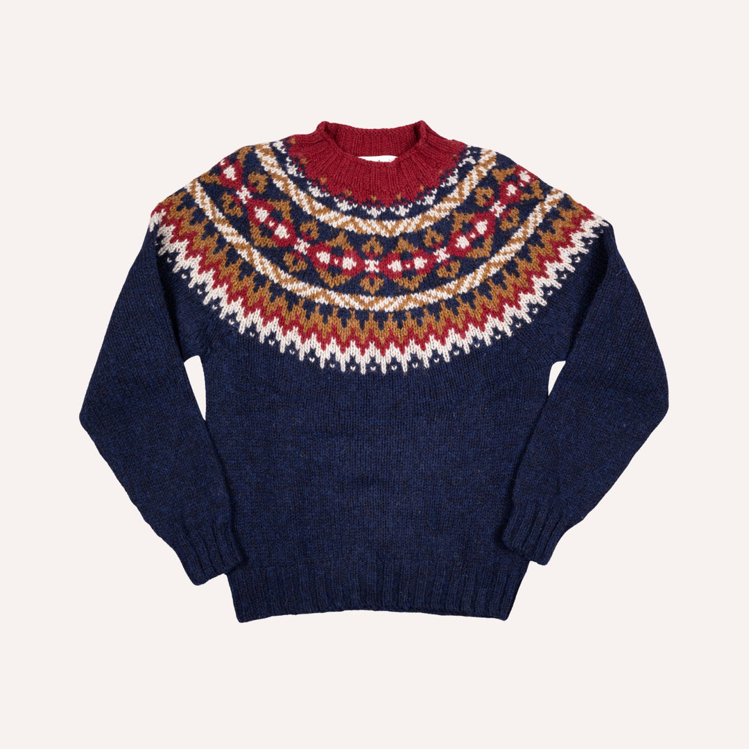 Navy Fair Isle Lambswool Crewneck Sweater