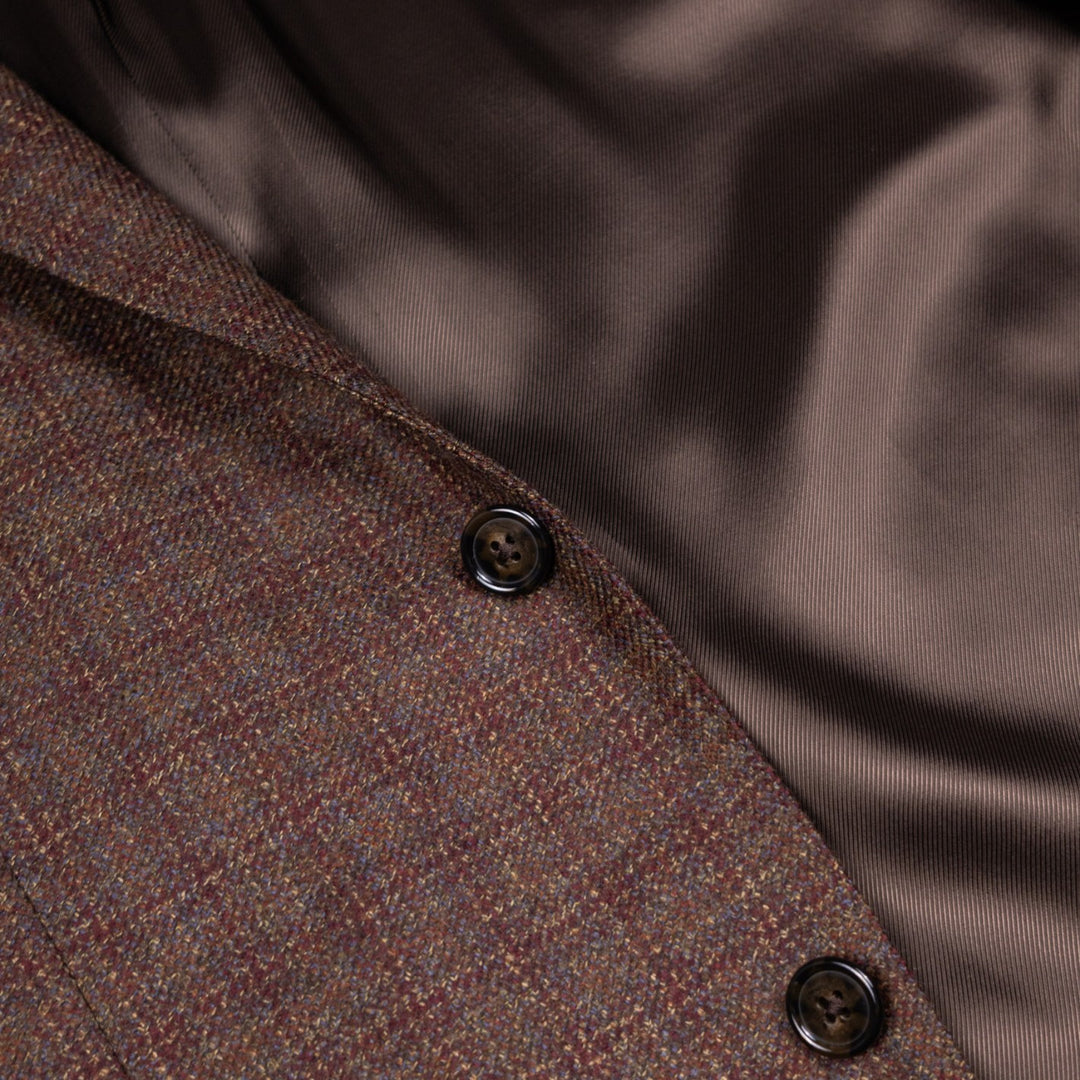 Virgin Wool Brown Multi Color Check Blazer