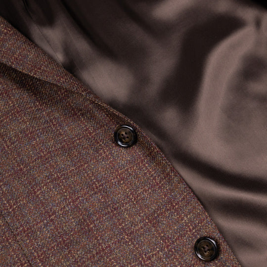 Virgin Wool Brown Multi Color Check Blazer
