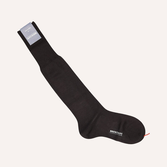 Brown Wool Blend Over The Calf Socks