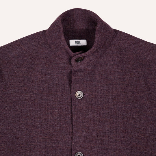 Maroon Melange Wool Jersey Mandarin Nehru Jacket