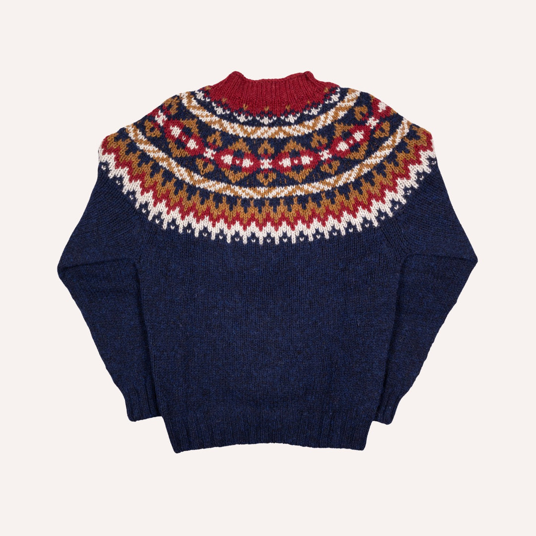 Navy Fair Isle Lambswool Crewneck Sweater