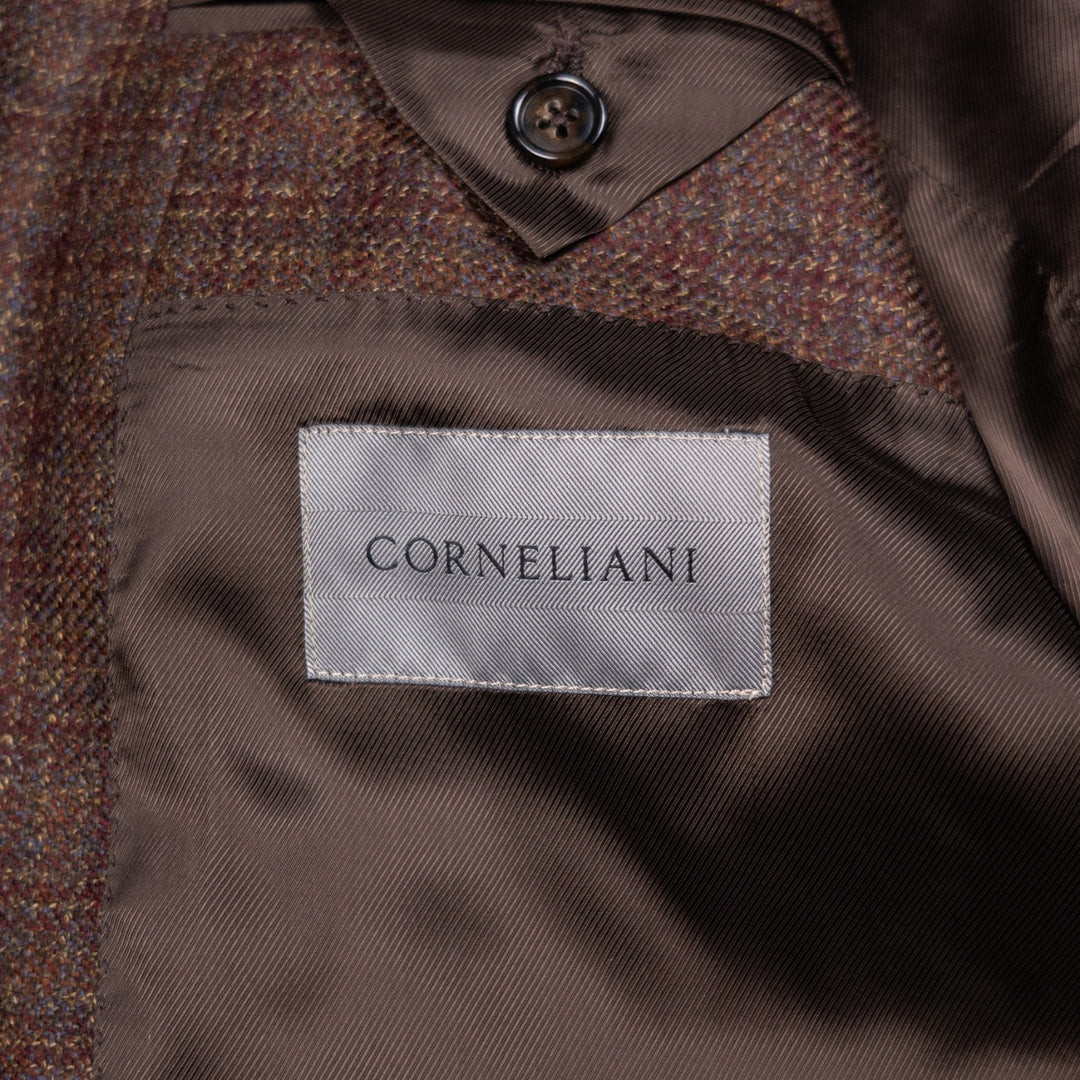 Virgin Wool Brown Multi Color Check Blazer