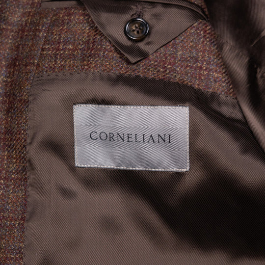 Virgin Wool Brown Multi Color Check Blazer
