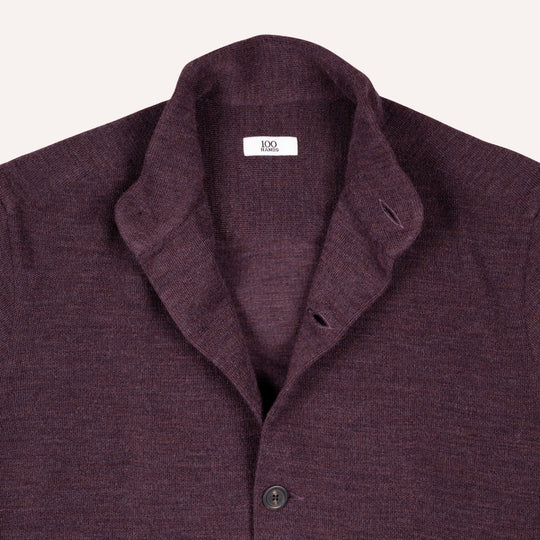 Maroon Melange Wool Jersey Mandarin Nehru Jacket