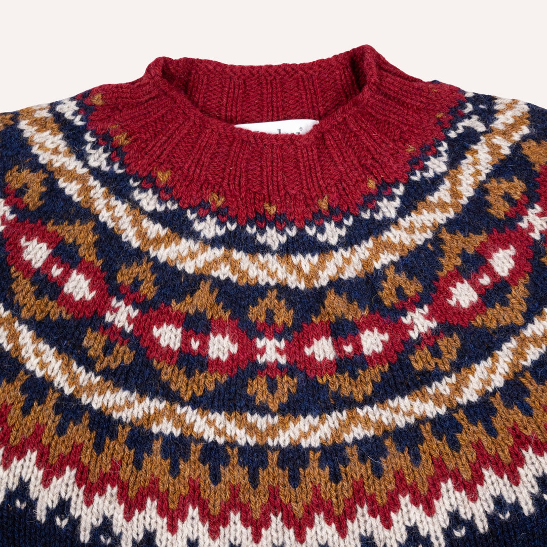 Navy Fair Isle Lambswool Crewneck Sweater