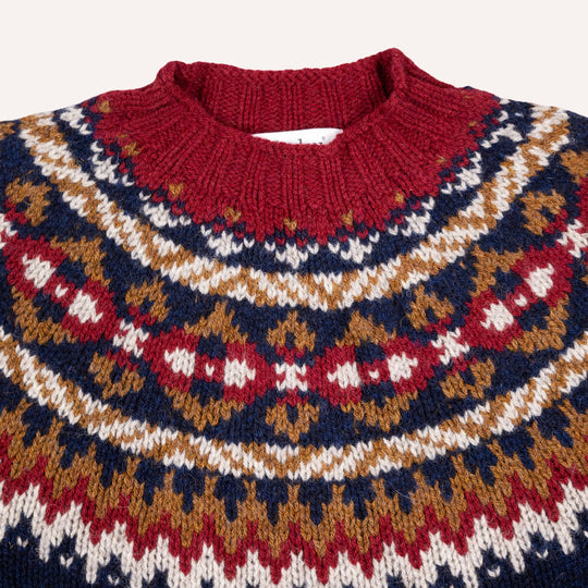 Navy Fair Isle Lambswool Crewneck Sweater