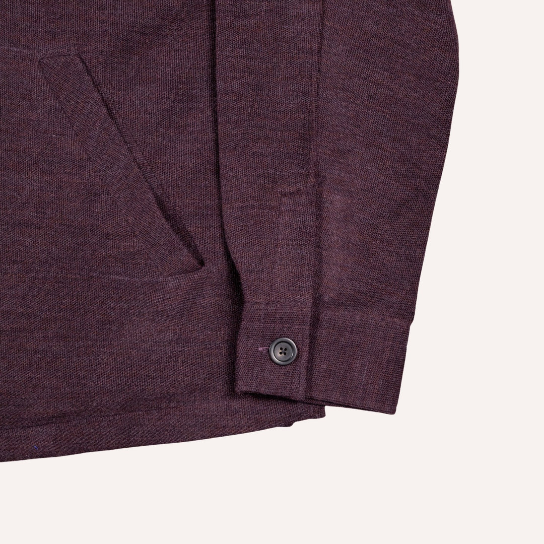 Maroon Melange Wool Jersey Mandarin Nehru Jacket