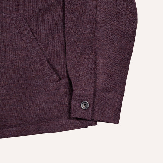 Maroon Melange Wool Jersey Mandarin Nehru Jacket