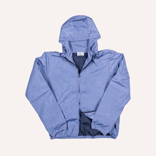 Navy Blue Patterned Windbreaker Jacket