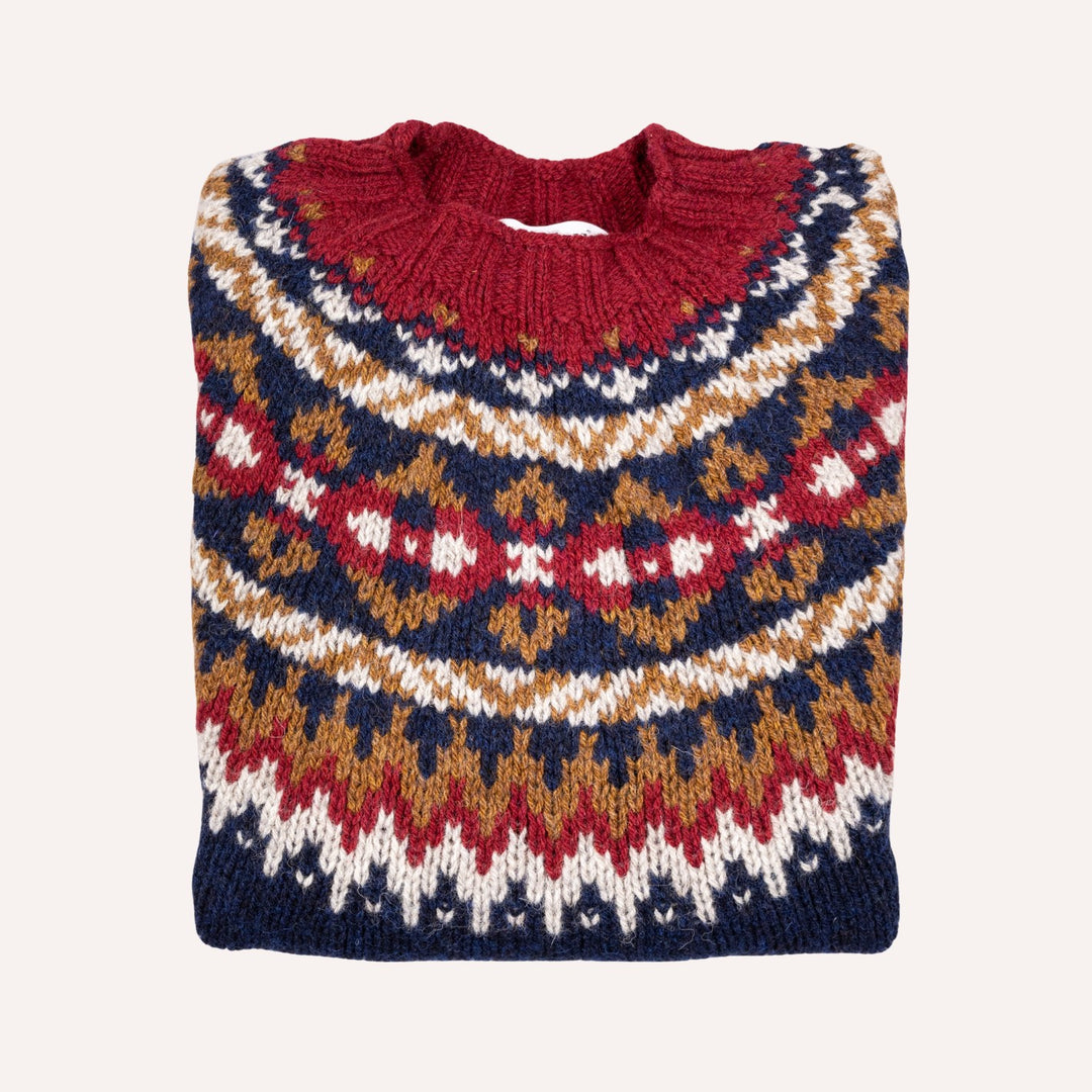 Navy Fair Isle Lambswool Crewneck Sweater