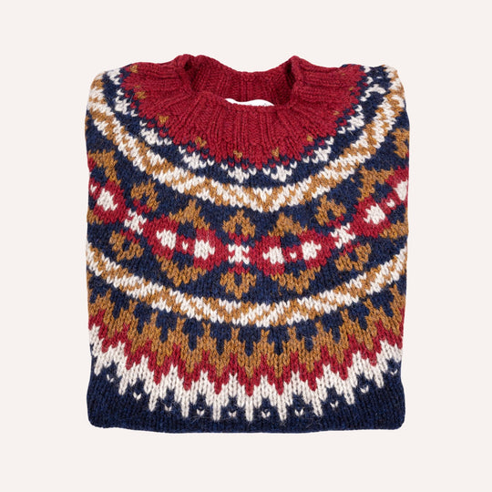 Navy Fair Isle Lambswool Crewneck Sweater