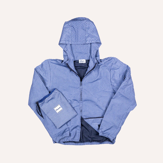 Navy Blue Patterned Windbreaker Jacket