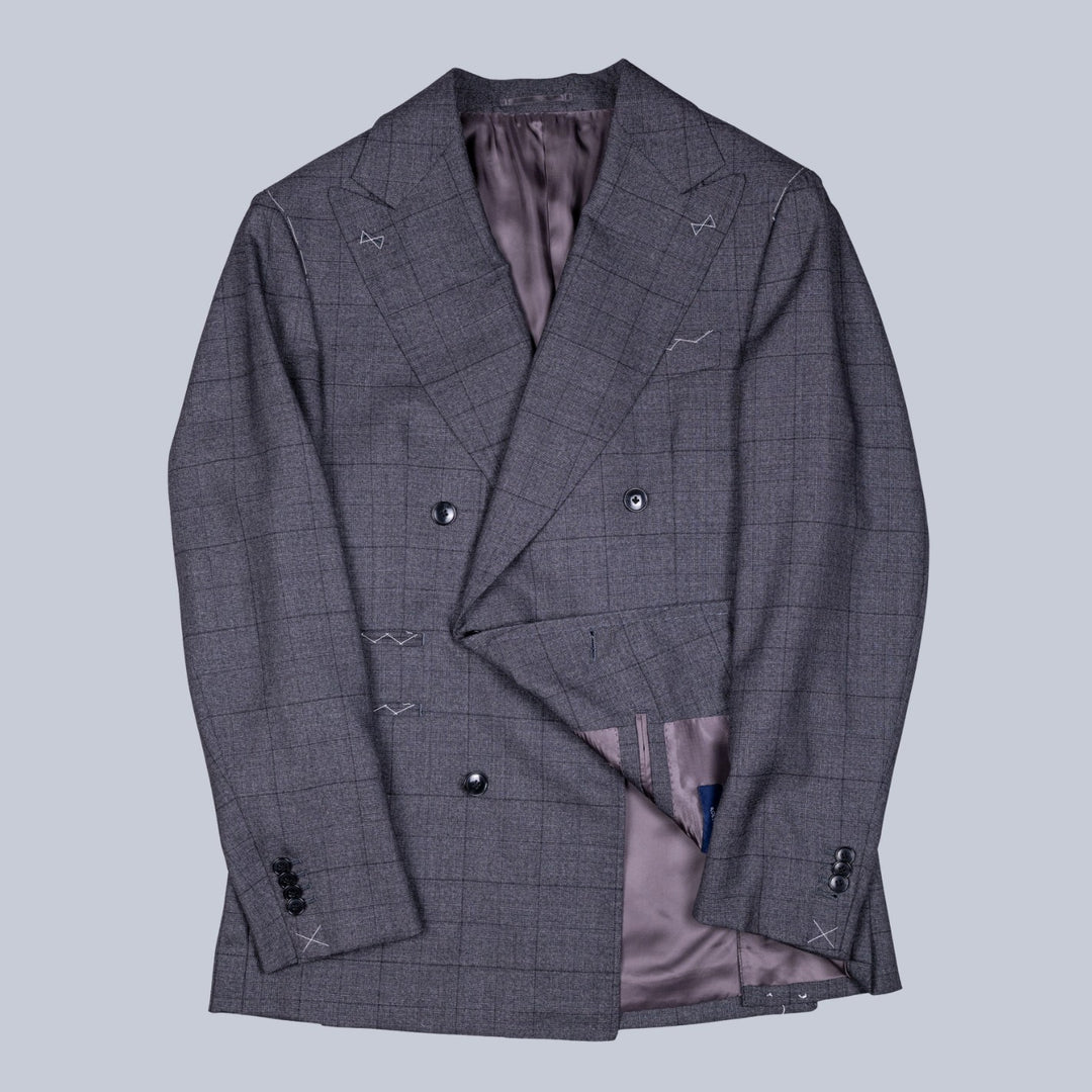 Grey Checked Double Breasted Suit