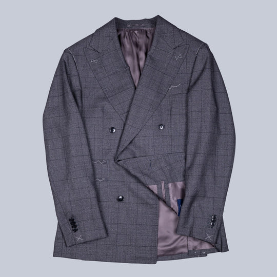 Grey Checked Double Breasted Suit